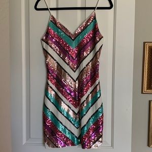 NWT Express multi color sequence dress size S